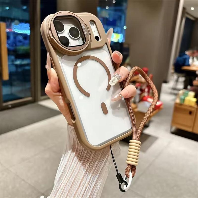 Защитный чехол для линз для iPhone 17 16 15 14 13 12 11 Pro Max Plus Air Для держателя Magsafe Прозрачный Магнитный Матовый Чехол с ремешком