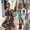 Women's Summer Printed Long Sleeve Large Swing Casual Dresses