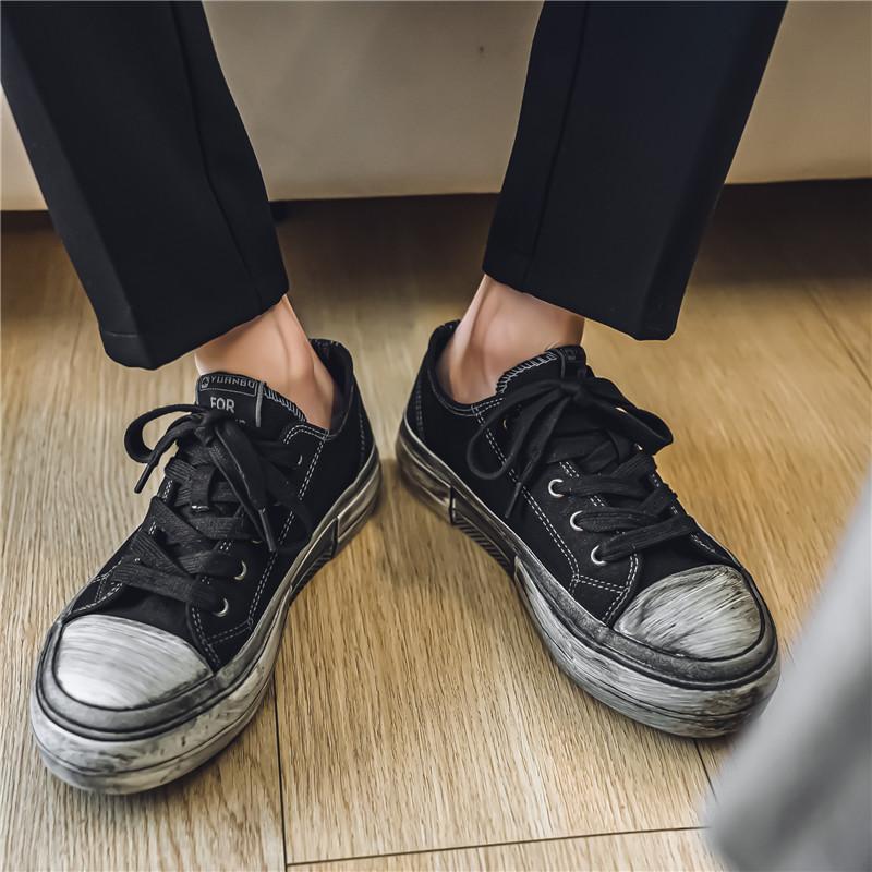 Модные черные мужские туфли Four Seasons Модный ретро-стиль Make dirty Досуг На Открытом Воздухе Вечеринка Уличная ходьба молодежная обувь