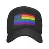 Classic Rainbow LGBT Pride America Flag Baseball Cap for Women Unisex Breathable Gay Lesbian Dad Hat Performance Snapback Caps