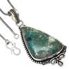 Pendant Chrysocolla Gemstone Valentine'Day Gift Silver Jewelry 2.5"