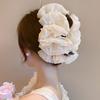 Large Summer Lace Edge Bow Claw Clip Hair Accessory for Women - Multi-Layer Feather Design