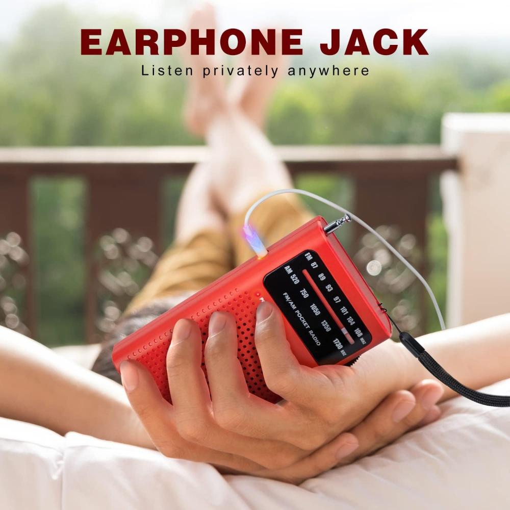 Pocket Radio Battery Operated FM AM Radio Small with Great Reception, Loud Speaker, Headphone Jack, Small Radio with AA Battery Operated