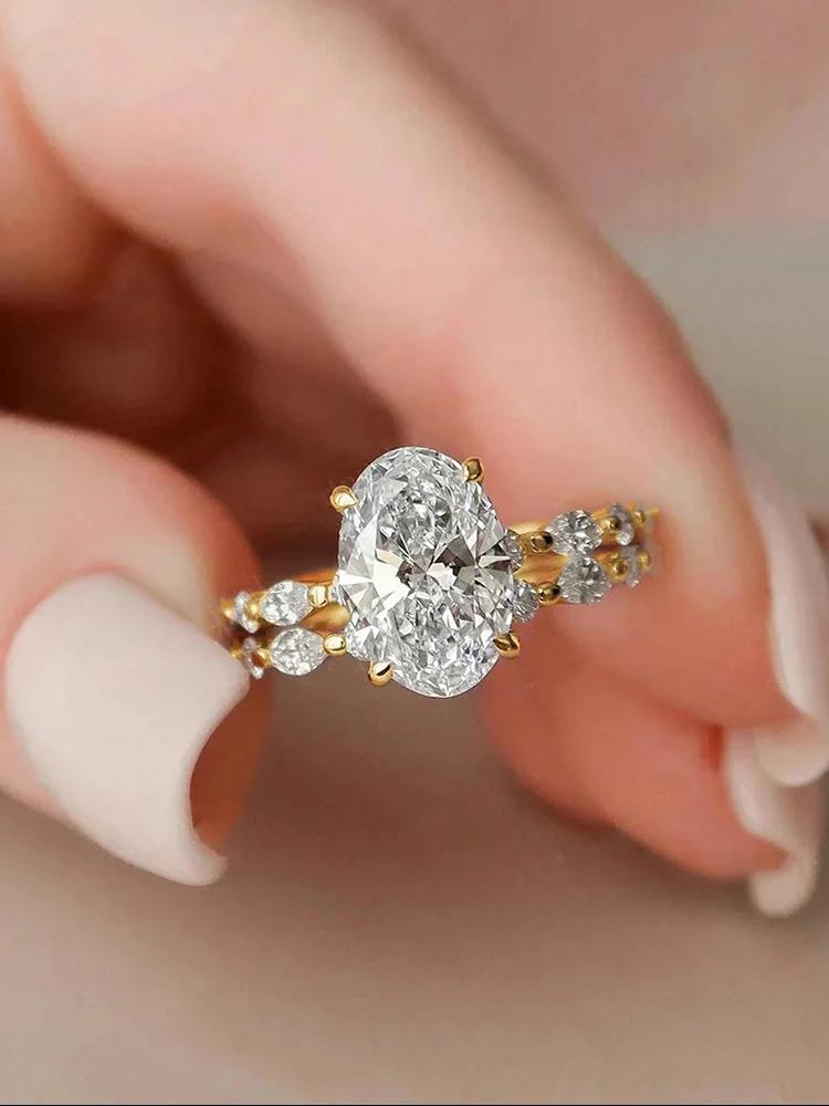 925 Sterling Silver Luxury Oval Round Marquise Zircon Stackable Set Ring For Women Anniversary Fashion High Quality Fine Jewelry
