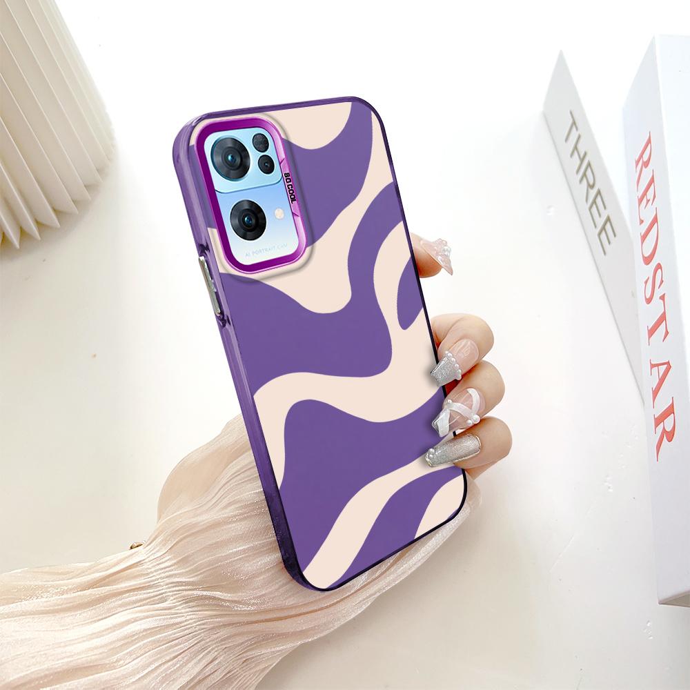 Окрашенный узор, цветной серебристый, двухсторонний, жесткий, противоударный чехол для телефона с защитой от падений для OnePlus OPPO Reno Realme