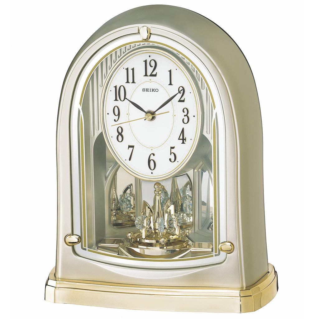 Seiko Clock Table Clock Radio Analog Rotating Decoration Light Gold Pearl BY241G SEIKO