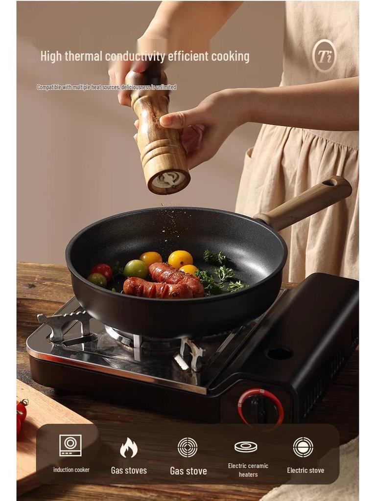 Lightweight Non-Stick Titanium Wok for Induction Cookers - Ideal for Frying Steak & Eggs