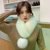 Luxury Velvet Texture Winter Outdoor Warm Scarf Solid Color Soft Faux Fur Collar Thickened Neck Scarf For Women