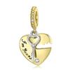 Heart Lock Key S925 Sterling Silver Pendant Valentine's Day Gift Bracelet DIY Accessories Beaded
