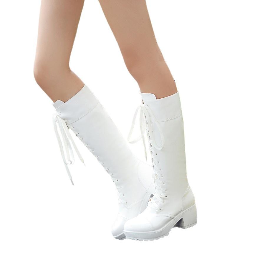 Ботинки Cosay на шнуровке, черные и белые, мужские и женские, высокие, имитация Martin, длинные женские туфли для косплея