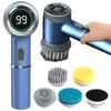 5 In 1 Wireless Power Scrubber Handheld Electric Spin Scrubber USB Charging with 5 Replaceable Brush Heads for Kitchen Bathroom