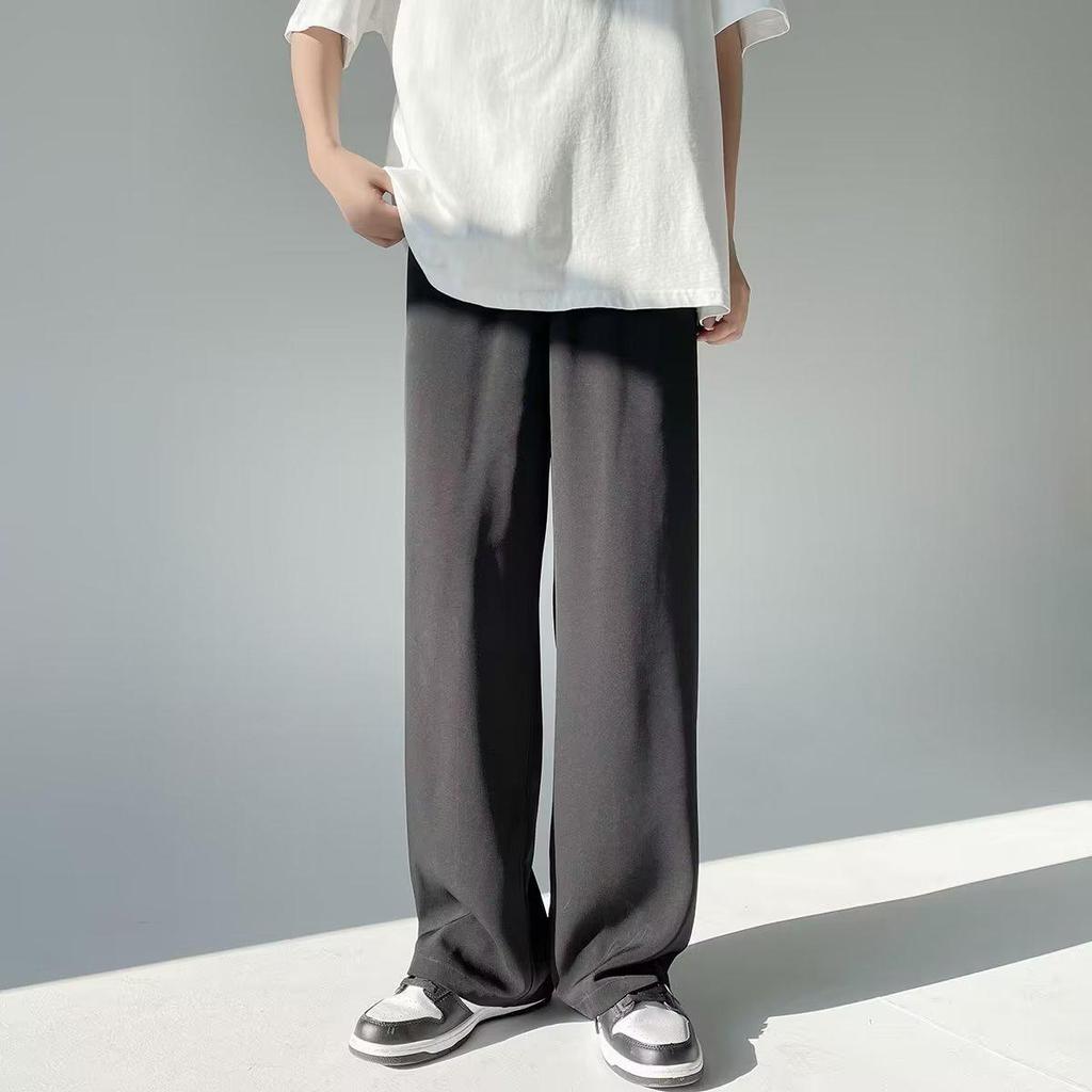 Men's Summer Solid Color Loose-Fit Straight Casual Sports Pants