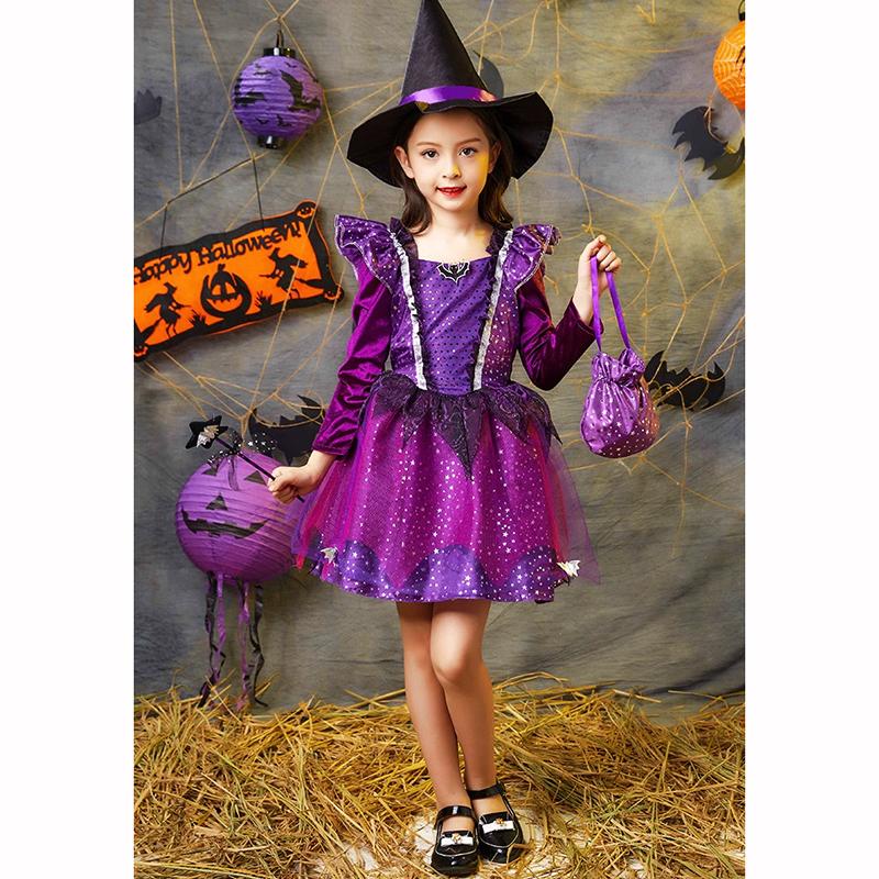 Девочки Хэллоуин Косплей Шляпа Волшебная Палочка Конфеты Дети Дети Платье Девочка Карнавальная Вечеринка Выступление