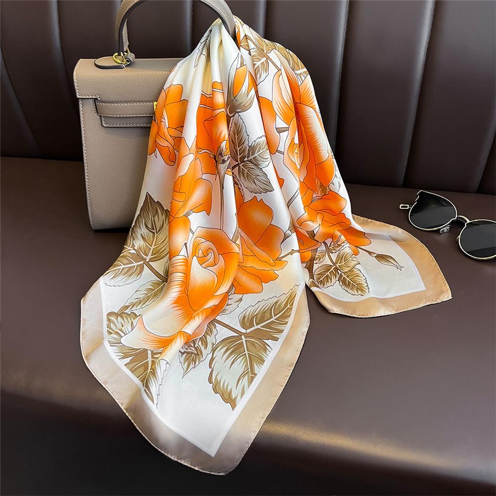 Elegant Square Silk Scarf 70x70cm Shawl Lightweight Head Wrap Hair Band for Women