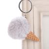 Fluffy Ice Cream Pompom Ball Charm Key Ring Holder Keychain Car Bag Pendant
