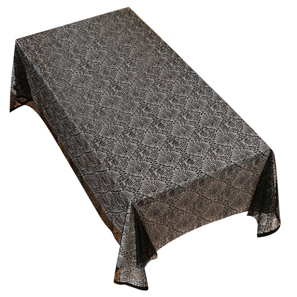 Halloween Black Lace Polyester Tablecloth for Party Decorations Fabric Easy To Cleaning Foldable Designs