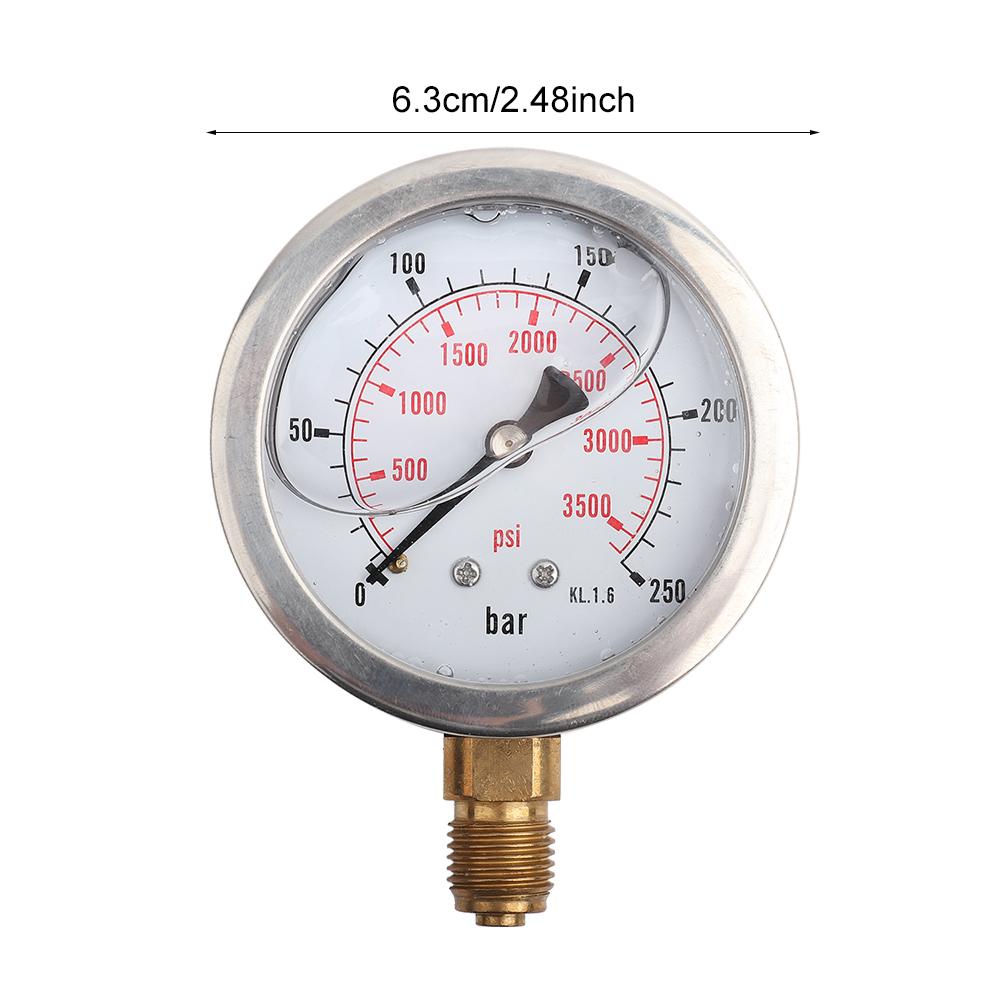 Hydraulic Pressure Gauge 0-250Bar 0- 3750PSI G1/4 63mm  Hydraulic Water Pressure Gauge Meter