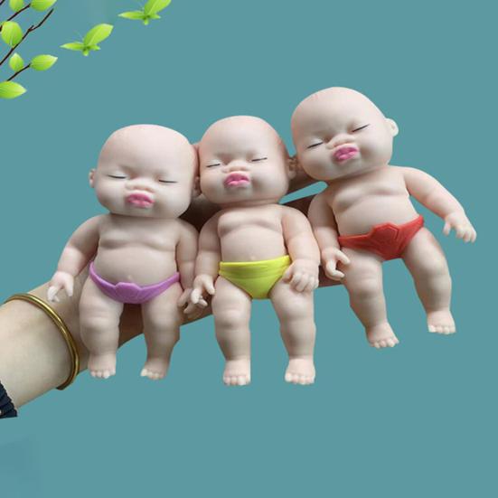 Simulation Human Baby Doll Squeeze Toy Flexible Tensile Rebound Cute Baby Doll Soft TPR Pinch Toy Anti-stress Vent Toys Cartoon Doll Squishes