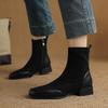Осень и зима квадратный носок большой размер рыцарские ботинки женские низкий каблук резиновая подошва женские ботинки корейская версия квадратный каблук средняя голень ботинки n