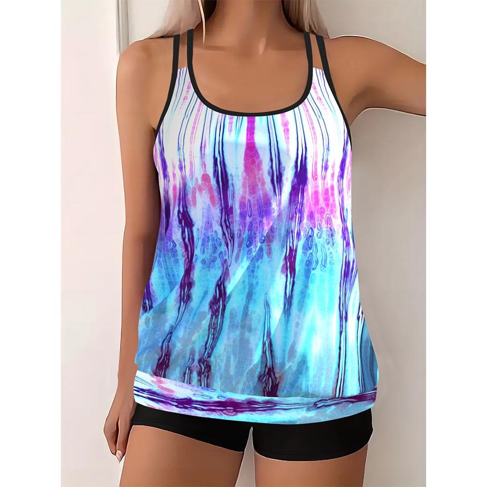 2025 Новый женский европейский и американский принтованный раздельный купальник бикини большого размера красочный купальник