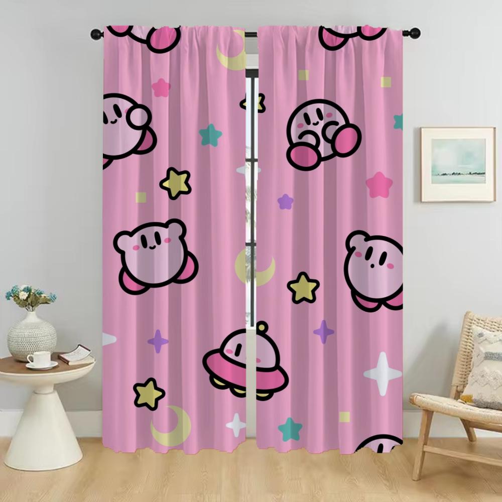 Kirbys Shades Curtains for Bedroom Halloween Decoration Window Curtain for Room 2 Panel Partition Living Kitchen Blackout Camera