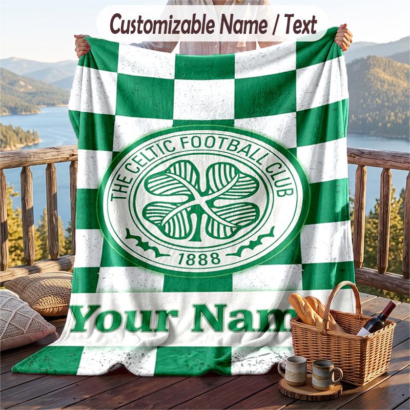 Фланелевое одеяло с принтом Celtic FC, с возможностью добавить имя, мягкий плед для дивана и кровати