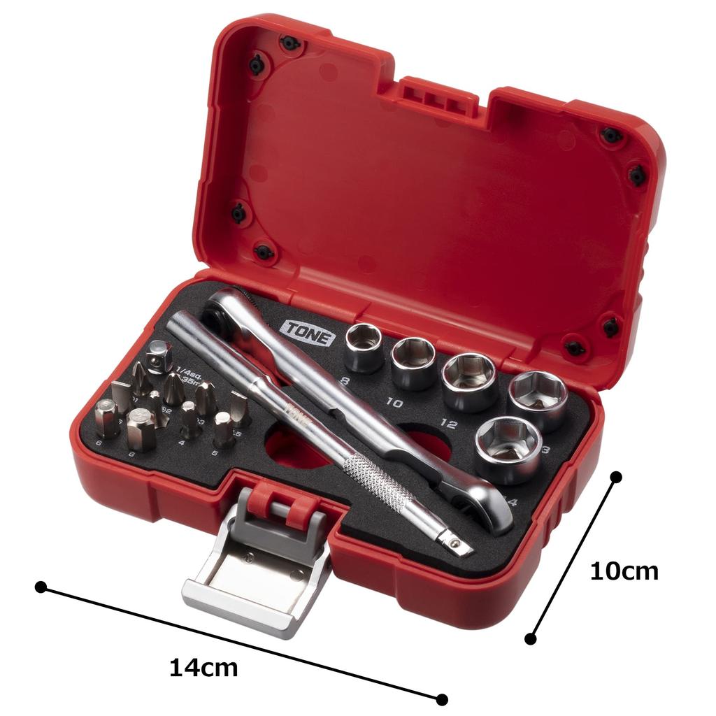 TONE Socket Wrench Bit Set MIX21620P Bit Insertion Red Contents 18 Items &6.35mm (1/4")