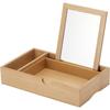 Makeup Cosmetic Box with Wood with Skin Mirror Made In X X H7cm Box, Wooden, Mirror, Simple, Grain, Dividers, Lid, Tabletop, Makeup, Cosmetics,