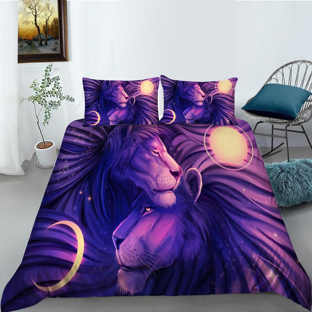 Комплект постельного белья с принтом «Свирепый тигр», полноразмерная двуспальная кровать, пододеяльник с рисунком льва, супермягкое и дышащее постельное белье на молнии