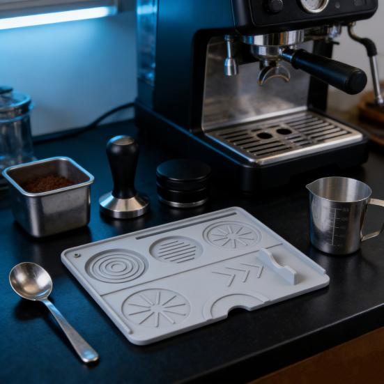 Espresso Tamping Mat Non-Slip Silicone Tamper Mat Heat Resistant Coffee Tamping Station for Home Baristas