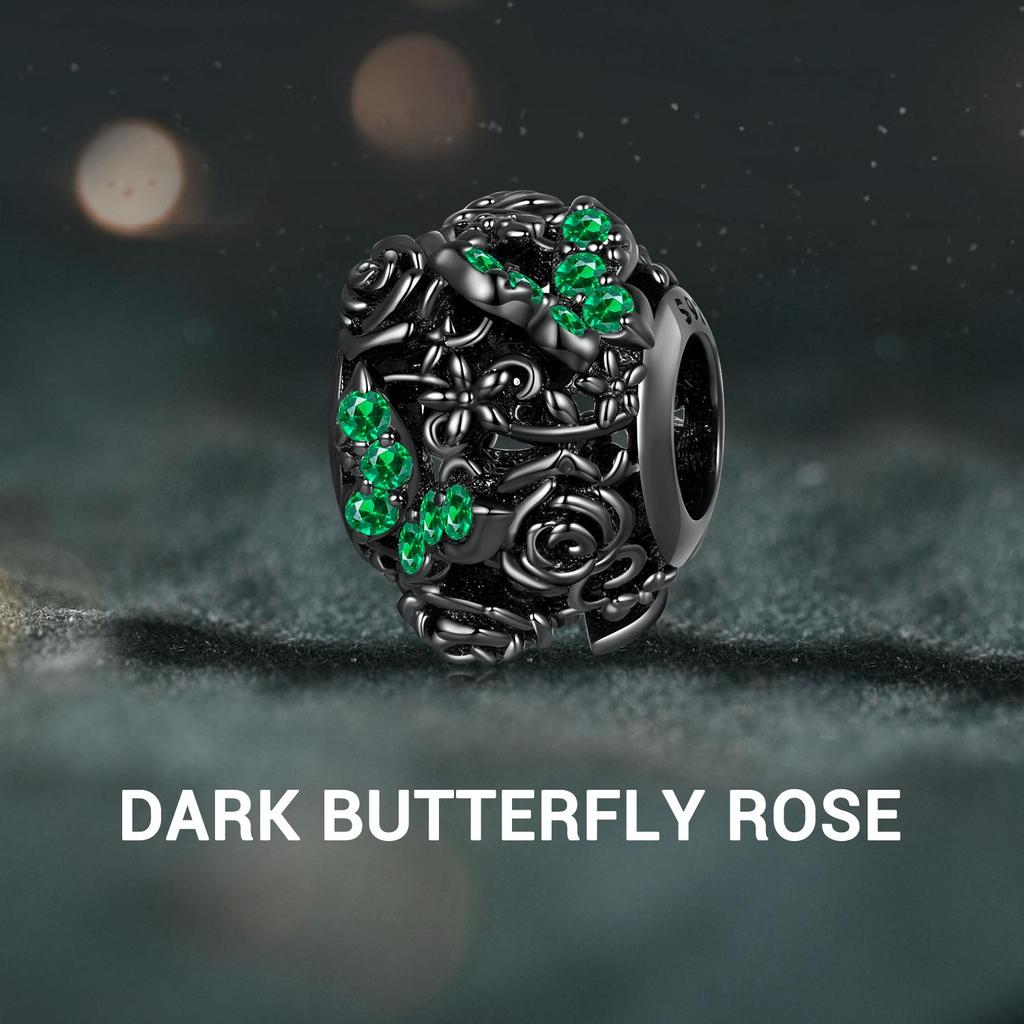 WOSTU 925 Sterling Silver Moonlight Rose & Skull Heart-shaped Rose & Letter A Charms Beads for Women DIY Original Bracelet Necklace Fashion Jewelry