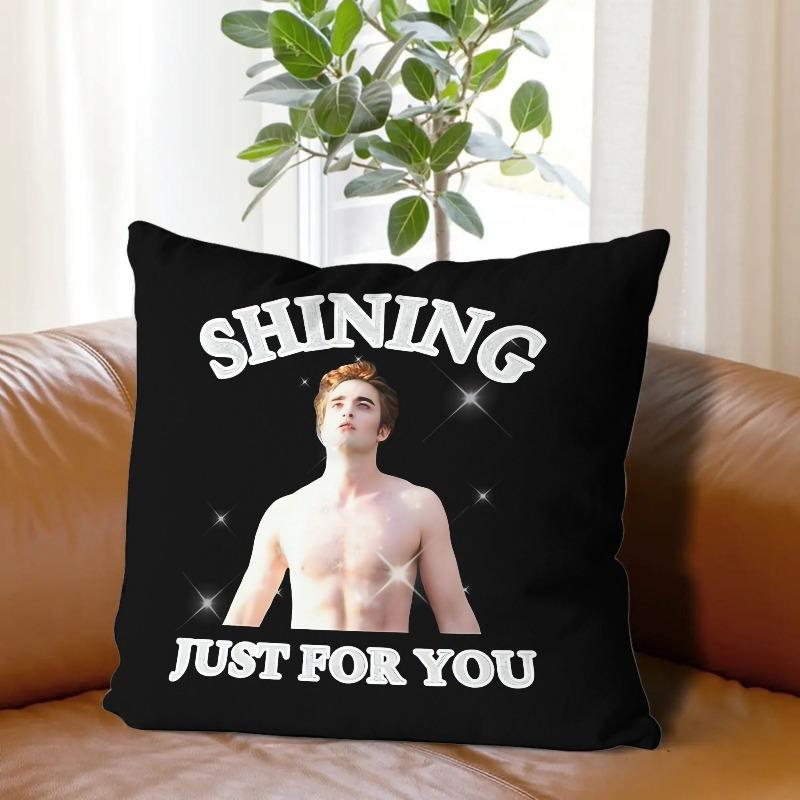pc Edward Cullen Shine Only For You Textured Pillow Cover Retro Cushion Case for Traditional Transitional Home Decor