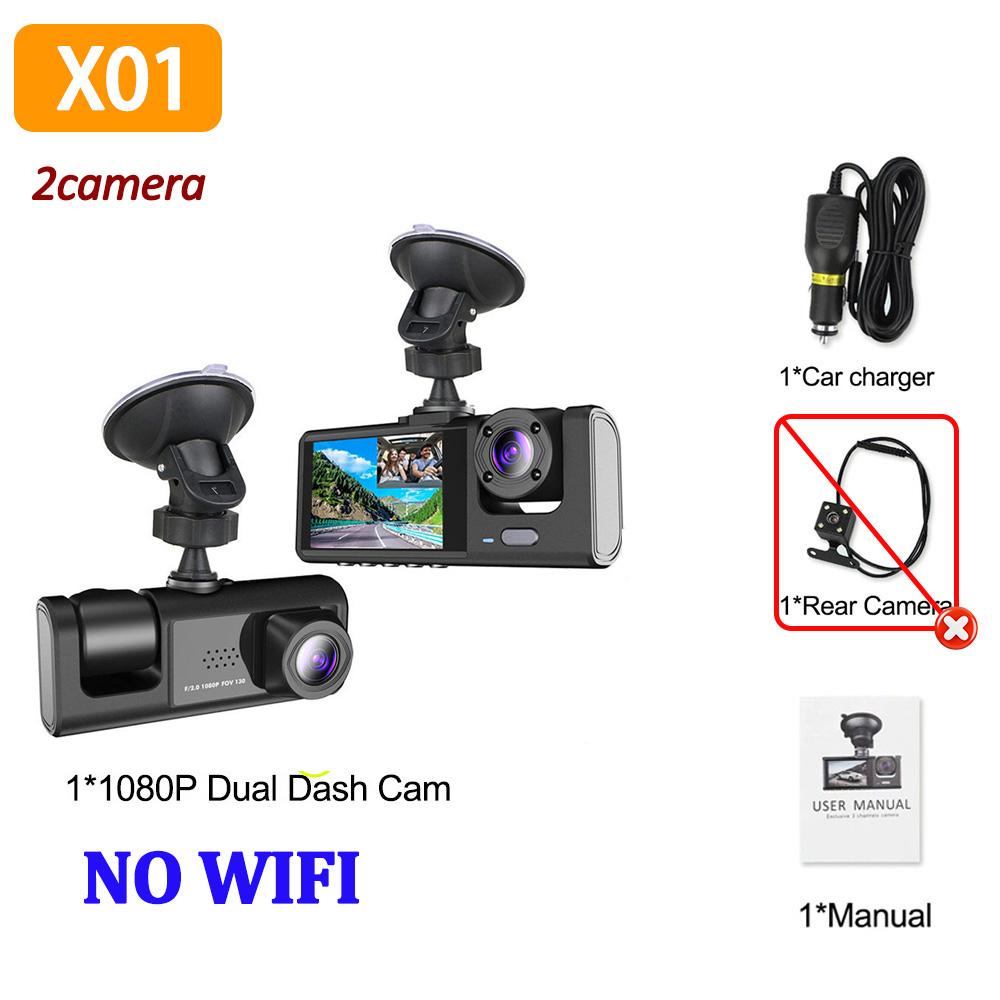 3-канальная видеокамера для автомобиля 1080P Автомобильная камера WIFI Видеорегистратор 2 объектива Камера переднего и заднего вида Автомобильный видеорегистратор Черный ящик Автомобильные аксессуары