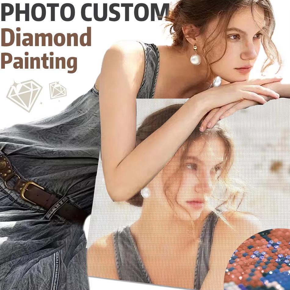 Большой размер фото на заказ 5d алмазная картина семейное фото полная круглая вышивка стразами домашний декор сделай сам