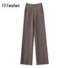 Fanzhen Women's High-Waist Wool Blend Wide-Leg Trousers