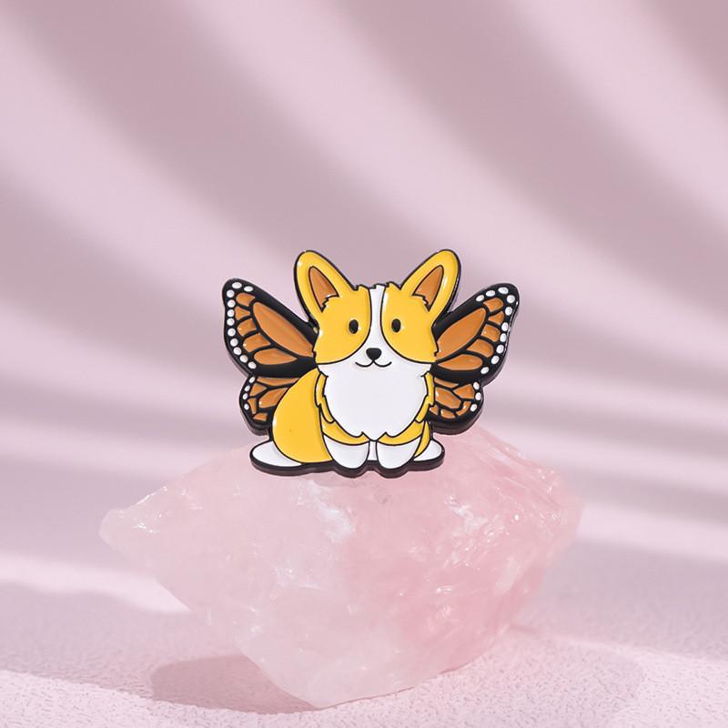 Charming Alloy Brooch In Cute Dog Design From Cartoon Animal Butterfly Series For Trendy Outfits
