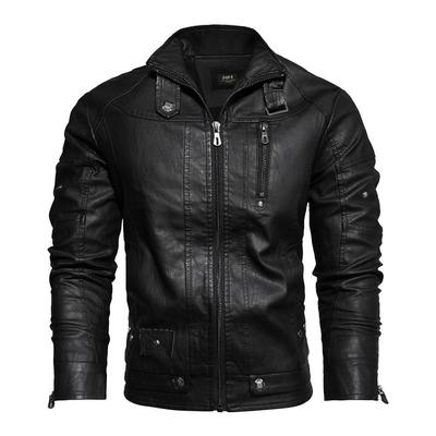 Кожаная куртка мужская кожаная куртка Slim Fit мотоциклетная куртка из искусственной кожи с добавлением флиса