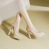125-C Baotou Back Empty Sandals Women's Summer New Pointed Thin Heels High Heels Waterproof Table Not Tired Feet Single Shoes