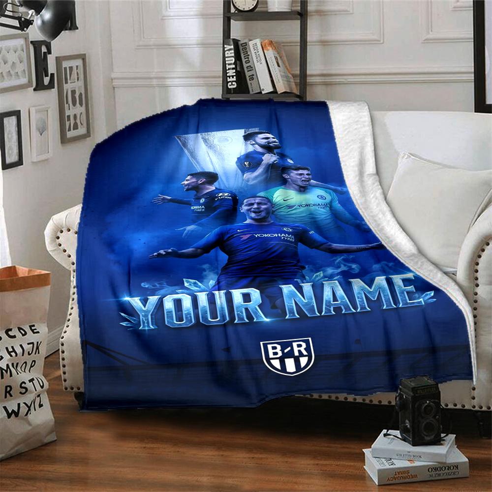Chelsea Fc Football Player Personalized Text Blanket Gift Customizable Blanket Soft & Cozy Great for Home Decor Couch Bed Seaside