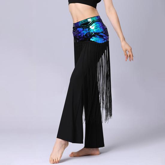Women Waist Chain Retro Tassel Shiny Sequins Decor Metal Belly Dance Sexy Body Chain Skirt Accessory
