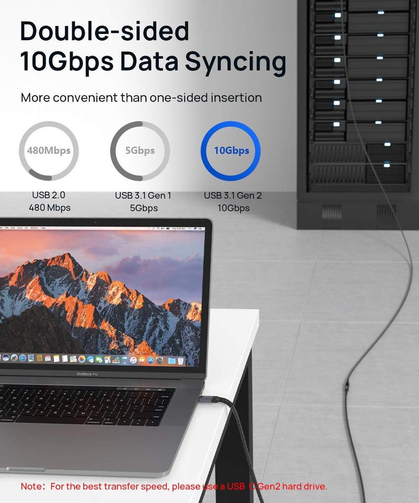 Удлинительный кабель JSAUX USB C 2 м Удлинительный кабель USBC Папа-Мама Совместимый с PD Высокоскоростная синхронная передача 10 Гбит/с Совместимый с iPhone Type C