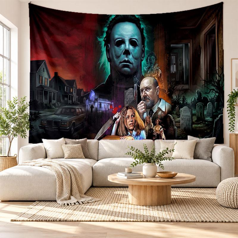 Halloween Michael Myers Wall Tapestry Home Decor Hanging Cloth Art Background Tapestry for Bedroom