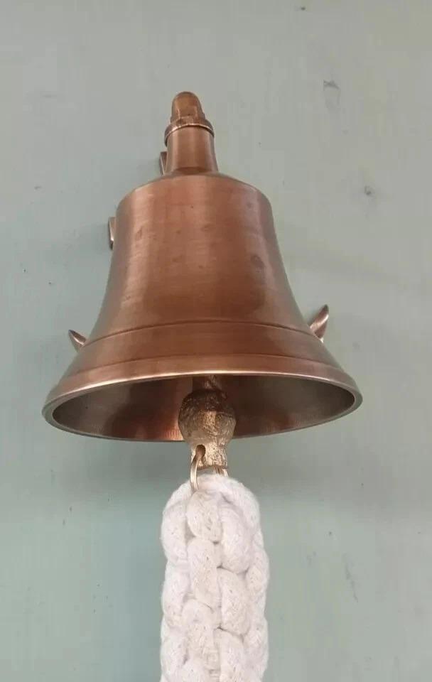 Nautical Brass Bell Anchor Bell ~ With Wall Mounted Bracket Ship Bell