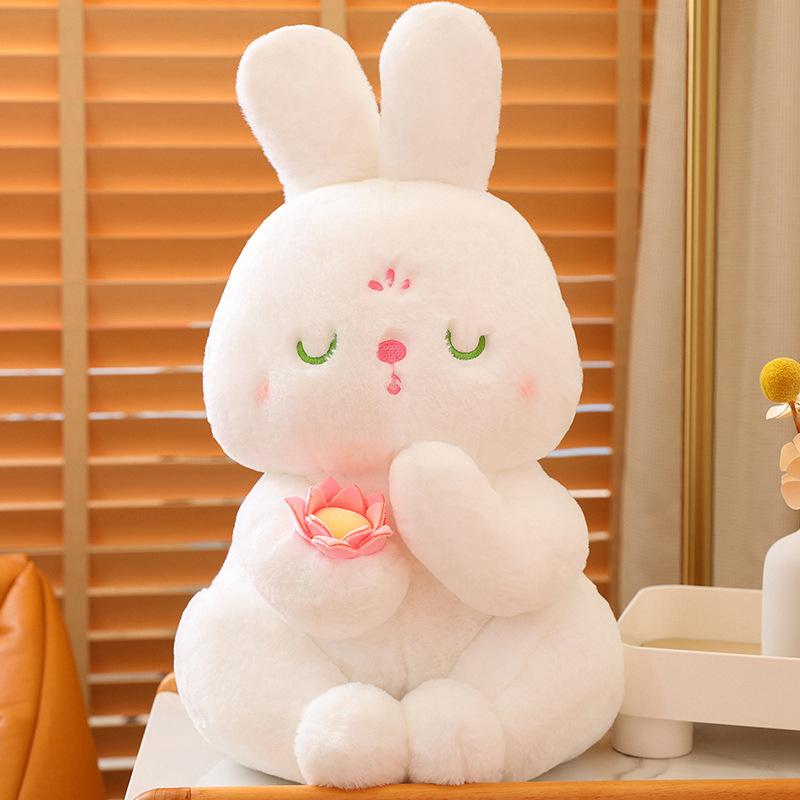 New Cute Little White Rabbit Doll Creative Buddhist Rabbit Plush Toy Doll Birthday Gift
