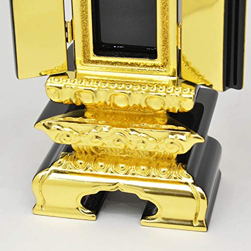 Hasegawa Buddhist Altar, Double Rotating Memorial Tablet, 3-inch, Pure Gold, with Center Plate, Original, Separate Lacquer, Rotating Memorial Tablet,