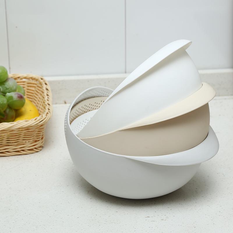 Plastic Rice and Fruit Washing Basin with Draining Sieve - Kitchen Supply for Vegetables and Food Preparation