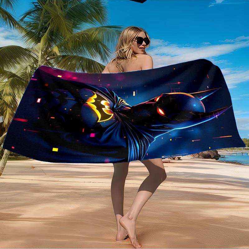 Bat Neon Lights Beach Towel Microfiber Beach Towel, Lightweight and Quick-Dry, for Summer Travel, Swimming Pool Fan Birthday Gift