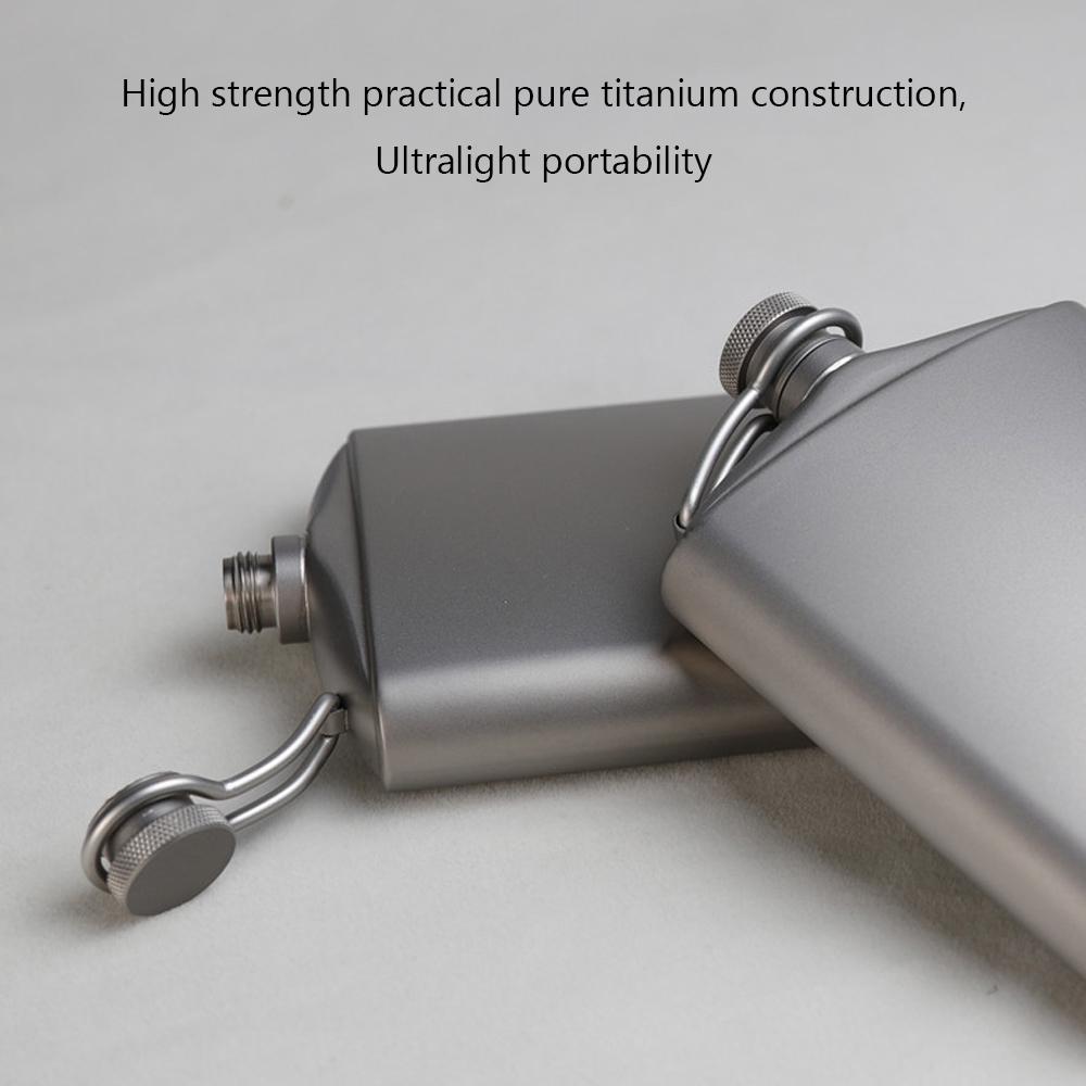 Silverant Titanium Flask Wine Hip Flagon with Screw Cap Clip Ultralight Hydration Flat Bottle with
