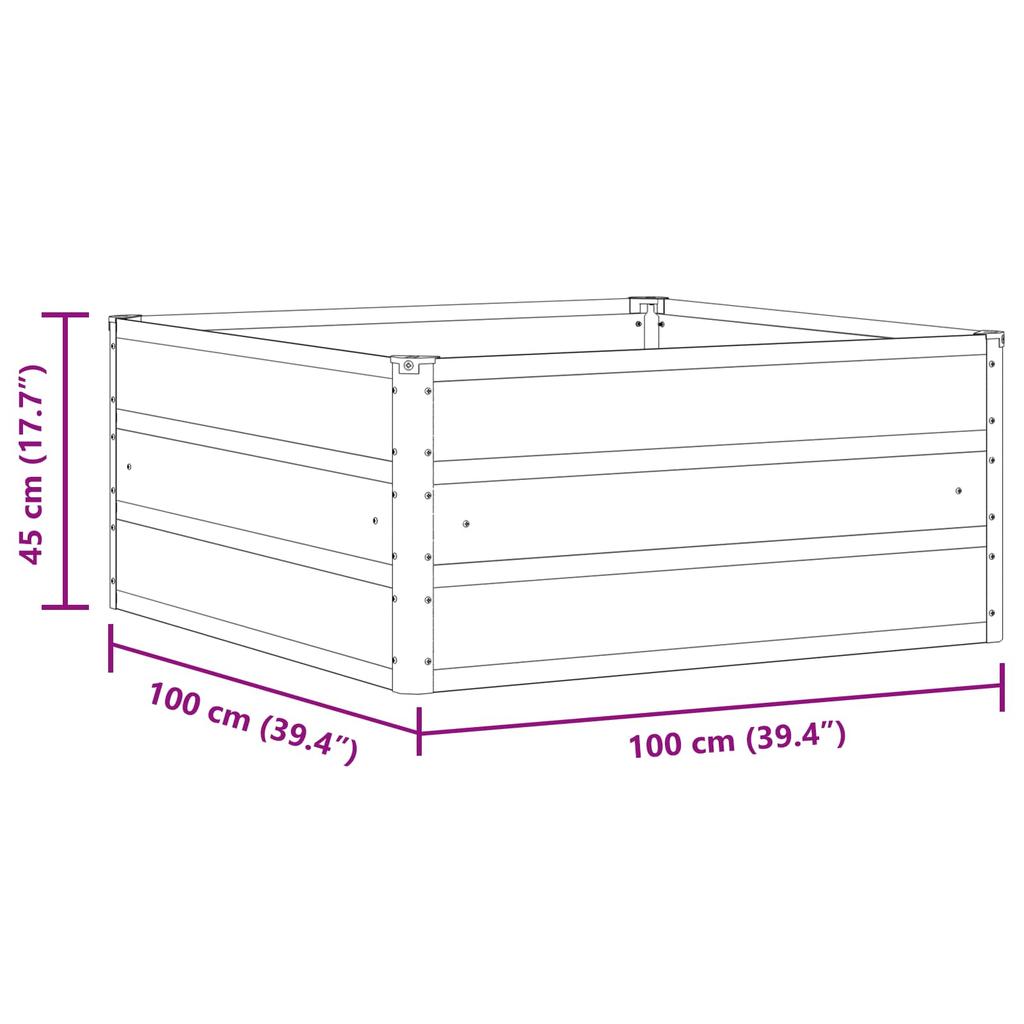 Plant Pot Anthracite 100 x 100 x 45 cm Steel