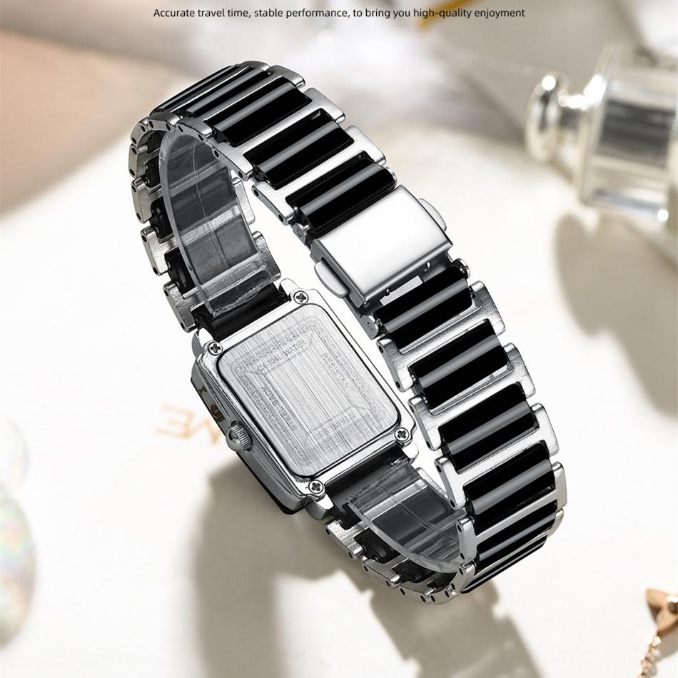 С подарочной коробкой Топ Роскошные женские квадратные часы CHENXI Керамические модные кварцевые часы